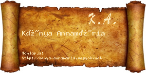 Kánya Annamária névjegykártya